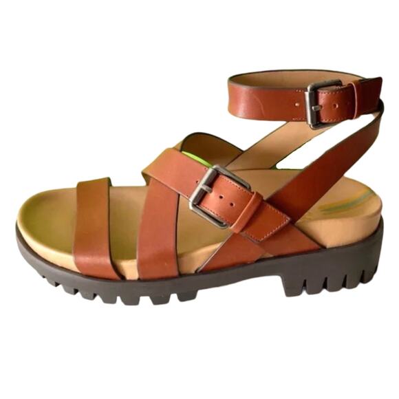 Sam Edelman Eleanora Brown Buckle Lug Sole Strappy Sandals Size 8.5 NEW No Box - Picture 7 of 11